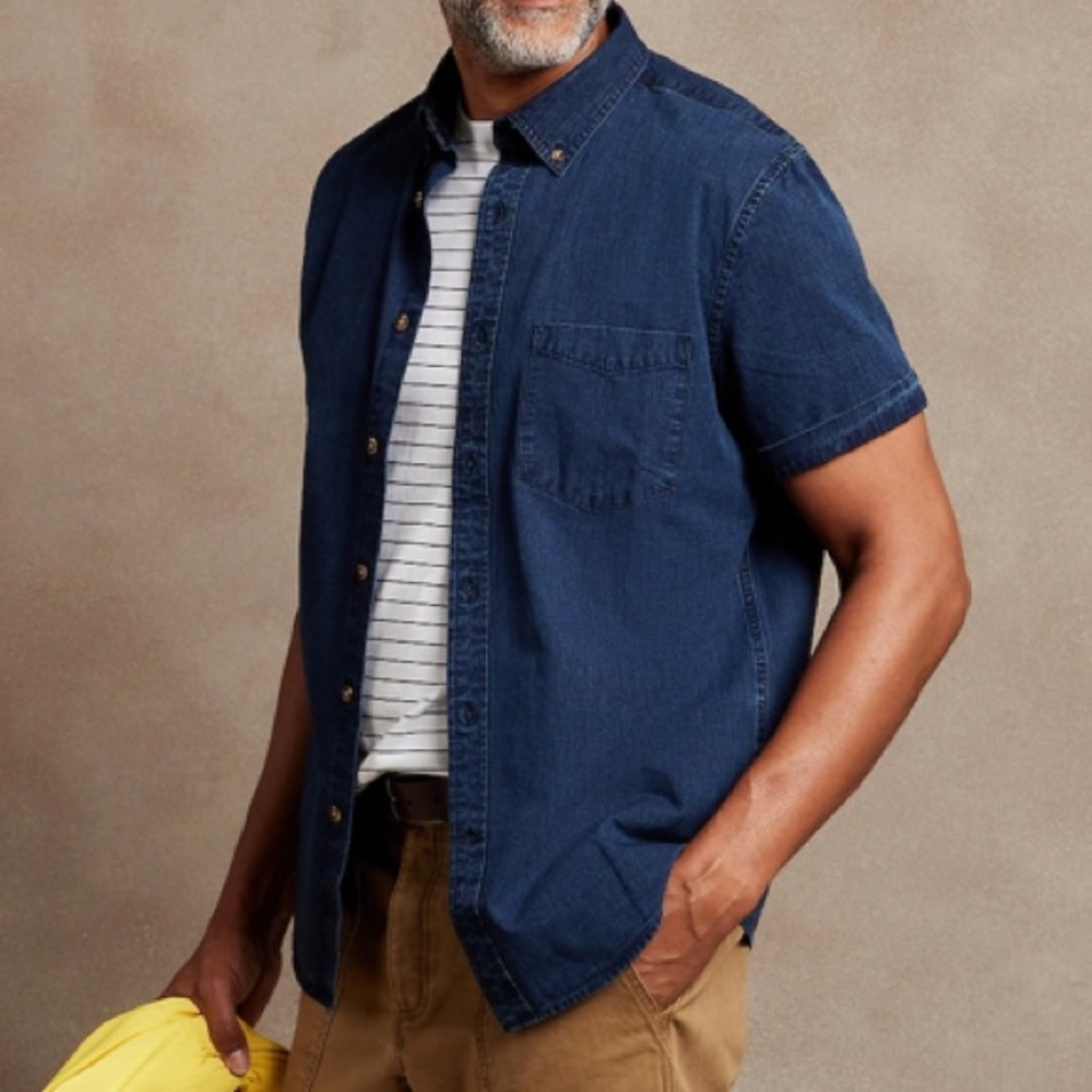 BANANA REPUBLIC FACTORY Mens Chambray organic cotton shirt size XL *New with tag